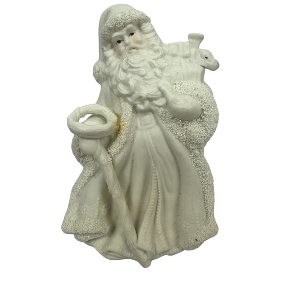 K’s Collection White Ceramic Santa Figurines Glitter Accents Set Of 4 Christmas - Picture 5 of 14